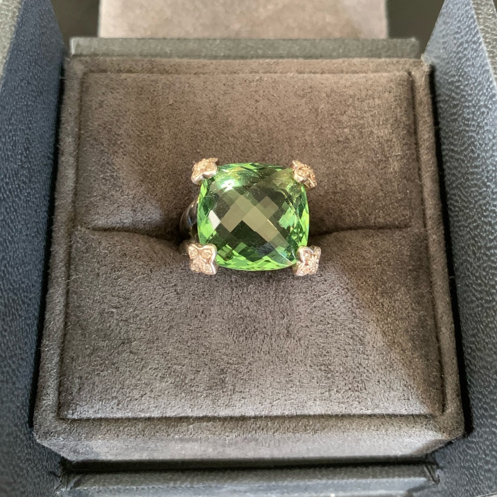David Yurman Peridot Diamonds Cushion On Point